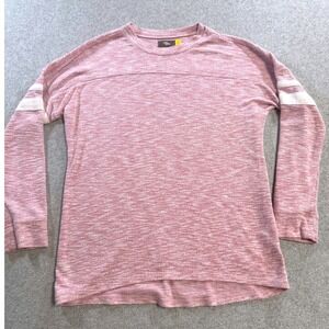 Rumi + Ryder Pullover Girls Size L 12-14 Pink Marled Varsity Stripe Long Sleeve